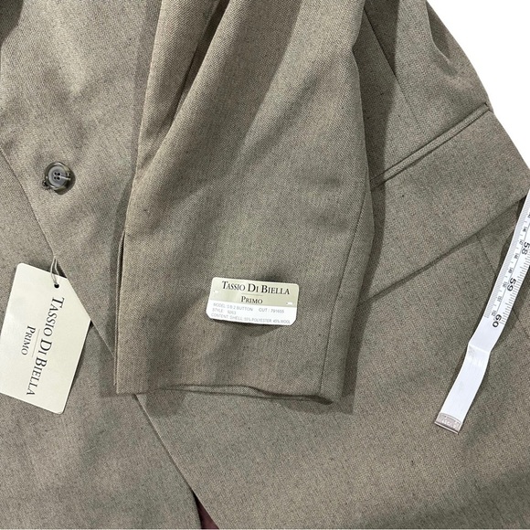 Tassio Di Biella Primo Men Green Tan 2-Button Suit Jacket Sz 44S Wool Blend NWT - Picture 8 of 12